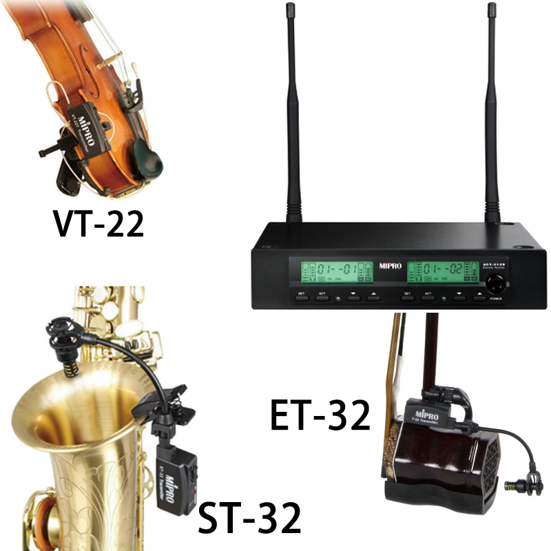 視紀音響 MIPRO 嘉強 ACT-312B 樂器麥克風組合 任搭 ST-32 薩克斯風 管樂器 VT-22 小提琴 ET-32 二胡 2支 公司貨