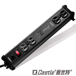 視紀音響 Castle 蓋世特 IA4 SBU 鋁合金電源突波智慧型 USB充電插座 延長線180cm 3孔4座+2座USB 尊爵黑