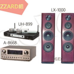 視紀音響 IZZARD 卡拉ok組 A-8668 擴大機 UH-899 無線麥克風 LX-1000 落地喇叭 紅木色 適10~15坪 贈麥克風架