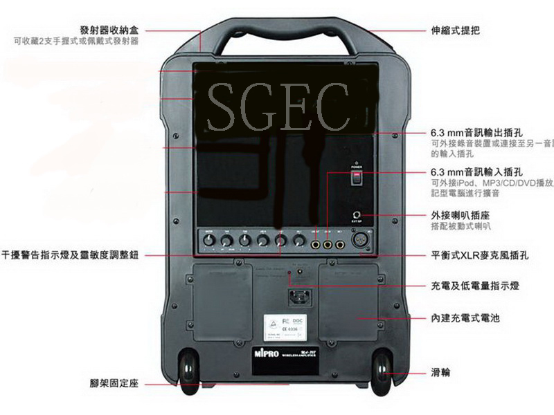 視紀音響 MIPRO 嘉強 全新改款 不沖頻 MA-707 2.4G 手提式 雙頻道 無CD款 無線擴音機 贈充電座 公司貨:圖片 2