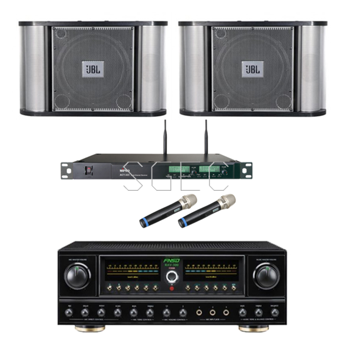 視紀音響 卡拉OK 專業熱銷套組 ACT-353無線麥克風+ RAV-300 擴大機 300W+JBL  RM-10 喇叭 一對