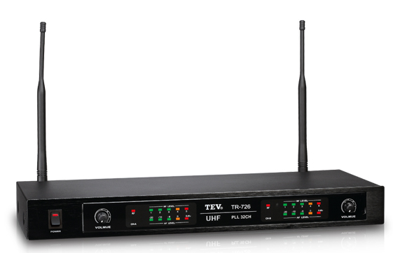 TEV TR-726 UHF雙頻道接收系統 無線麥克風 含2支mic 贈海綿套